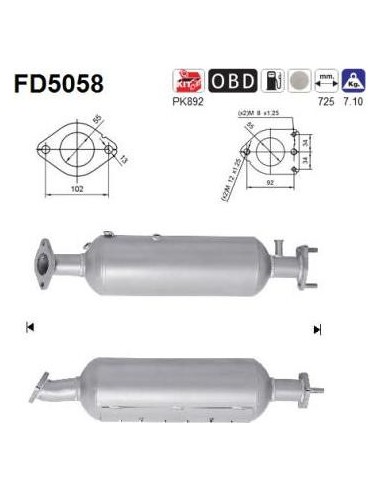 Filtro de partículas diésel AS FD5058 para HYUNDAI