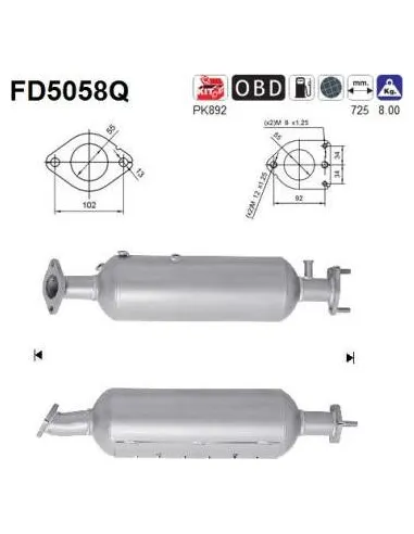 Filtro de partículas diésel AS FD5058Q para HYUNDAI