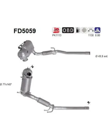 Filtro de partículas diésel AS FD5059 para AUDI / SEAT / SKODA