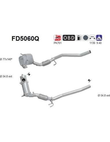 Filtro de partículas diésel AS FD5060Q para AUDI / SEAT / SKODA