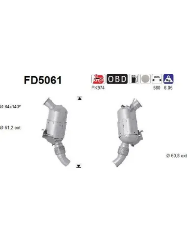 Filtro de partículas diésel AS FD5061 para BMW | Recambios Colmenar
