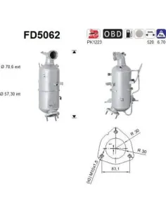 Filtro de partículas diésel AS FD5062 para CHEVROLET / OPEL