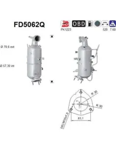Filtro de partículas diésel AS FD5062Q para CHEVROLET / OPEL