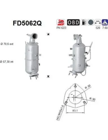 Filtro de partículas diésel AS FD5062Q para CHEVROLET / OPEL