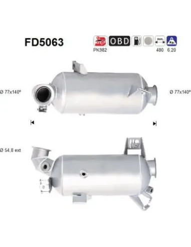 Filtro de partículas diésel AS FD5063 para VOLKSWAGEN