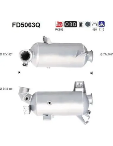 Filtro de partículas diésel AS FD5063Q para VOLKSWAGEN
