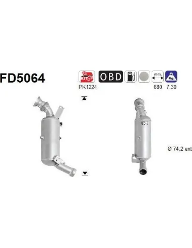 Filtro de partículas diésel AS FD5064 para MERCEDES