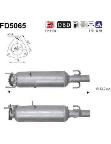 Filtro de partículas diésel AS FD5065 para FIAT | Recambios Colmenar