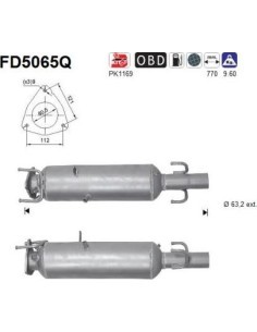 Filtro de partículas diésel AS FD5065Q para FIAT | Recambios Colmenar