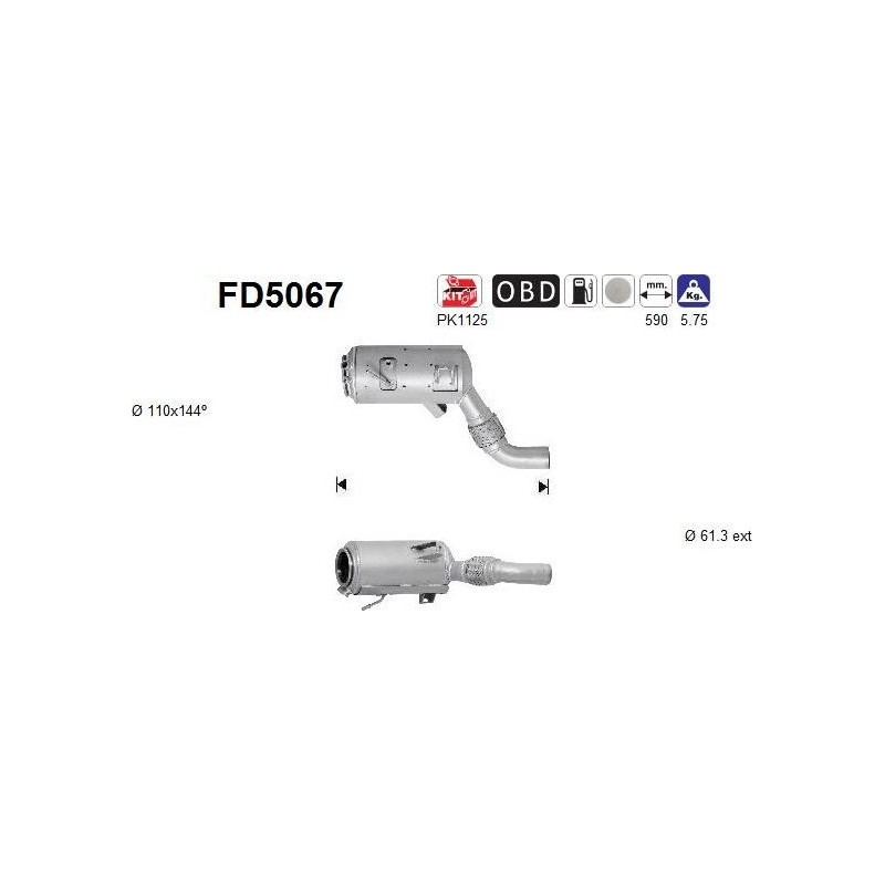 Filtro de partículas diésel AS FD5067 para BMW | Recambios Colmenar
