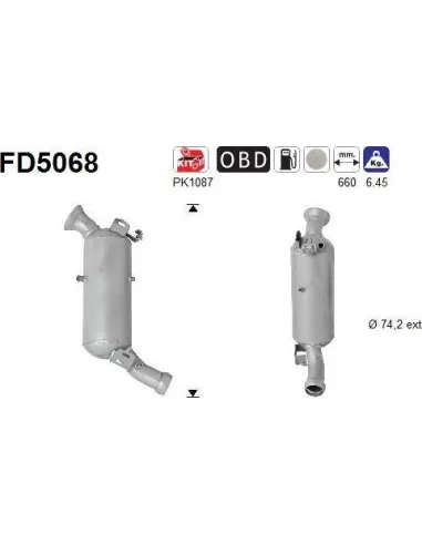 Filtro de partículas diésel AS FD5068 para MERCEDES