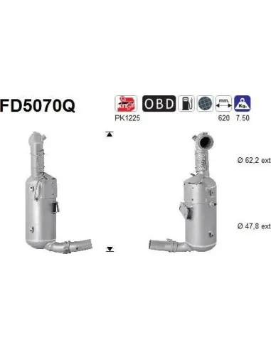 Filtro de partículas diésel AS FD5070Q para OPEL | Recambios Colmenar