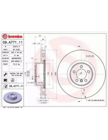 09.A771.11 Disco de freno Brembo