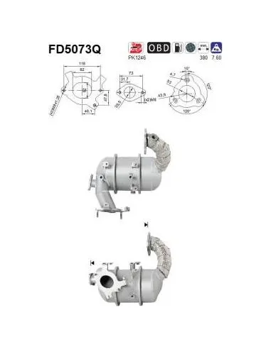 Filtro de partículas diésel AS FD5073Q para NISSAN