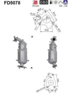 Filtro de partículas diésel AS FD5078 para HONDA | Recambios Colmenar