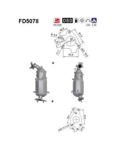 Filtro de partículas diésel AS FD5078 para HONDA | Recambios Colmenar
