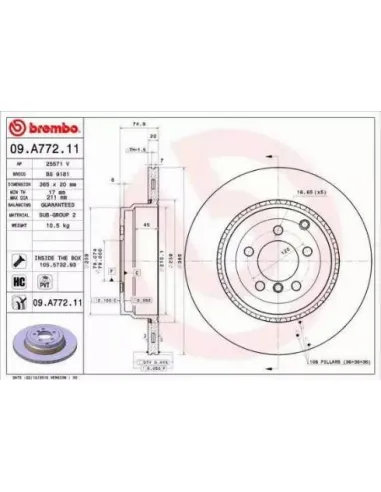 09.A772.11 Disco de freno Brembo