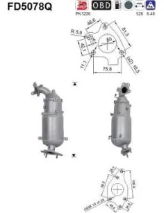 Filtro de partículas diésel AS FD5078Q para HONDA | Recambios Colmenar