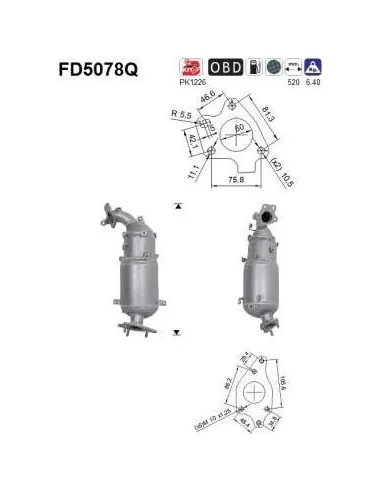 Filtro de partículas diésel AS FD5078Q para HONDA | Recambios Colmenar