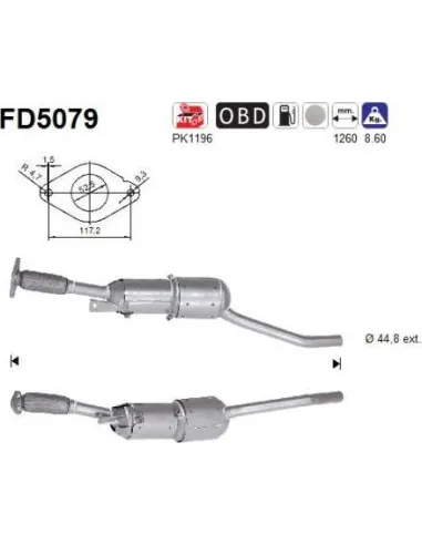 Filtro de partículas diésel AS FD5079 para DACIA | Recambios Colmenar