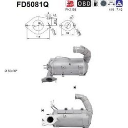Filtro de partículas diésel AS FD5081Q para MERCEDES / NISSAN