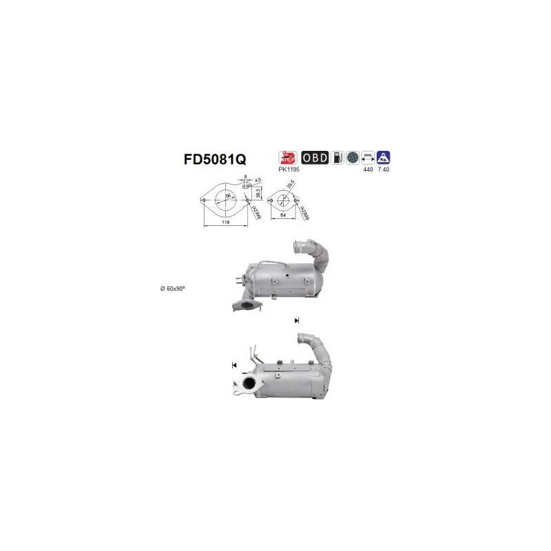 Filtro de partículas diésel AS FD5081Q para MERCEDES / NISSAN
