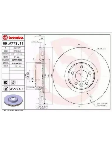 09.A773.11 Disco de freno Brembo