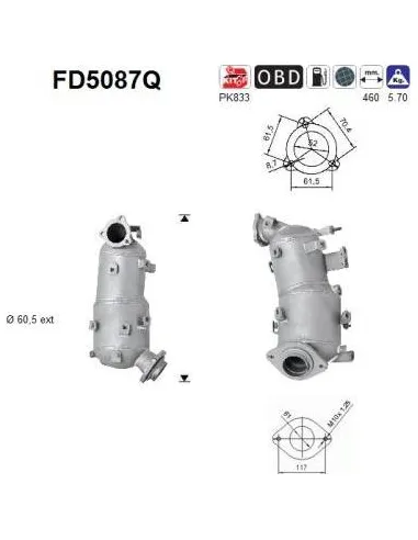 Filtro de partículas diésel AS FD5087Q para TOYOTA