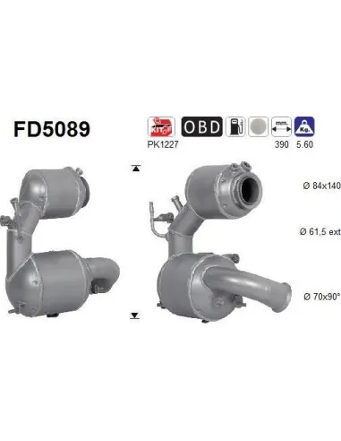 Filtro de partículas diésel AS FD5089 para BMW-MINI