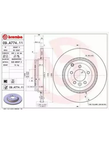 09.A774.11 Disco de freno Brembo