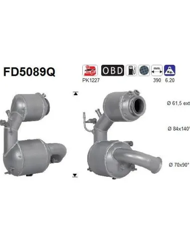 Filtro de partículas diésel AS FD5089Q para BMW-MINI