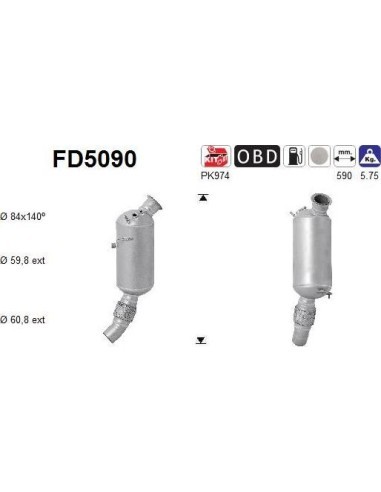 Filtro de partículas diésel AS FD5090 para BMW | Recambios Colmenar