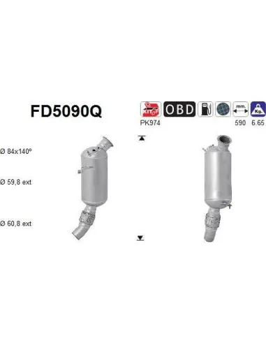 Filtro de partículas diésel AS FD5090Q para BMW | Recambios Colmenar