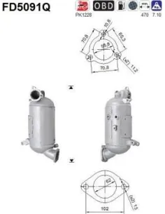 Filtro hollín partí­culas sistema escape
