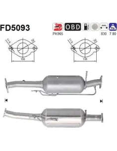 Filtro de partículas diésel AS FD5093 para FORD | Recambios Colmenar