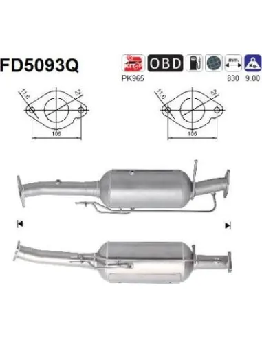 Filtro de partículas diésel AS FD5093Q para FORD | Recambios Colmenar
