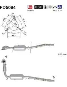 Filtro hollín partí­culas sistema escape