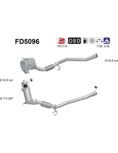 Filtro de partículas diésel AS FD5096 para AUDI / SEAT / SKODA