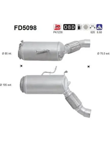 Filtro de partículas diésel AS FD5098 para BMW | Recambios Colmenar