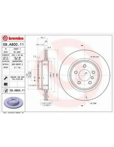 09.A800.11 Disco de freno Brembo