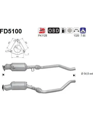 Filtro de partículas diésel AS FD5100 para SEAT | Recambios Colmenar