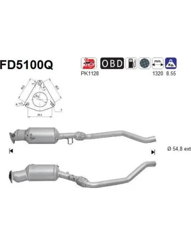 Filtro de partículas diésel AS FD5100Q para SEAT | Recambios Colmenar
