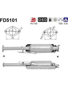 Filtro de partículas diésel AS FD5101 para FORD | Recambios Colmenar