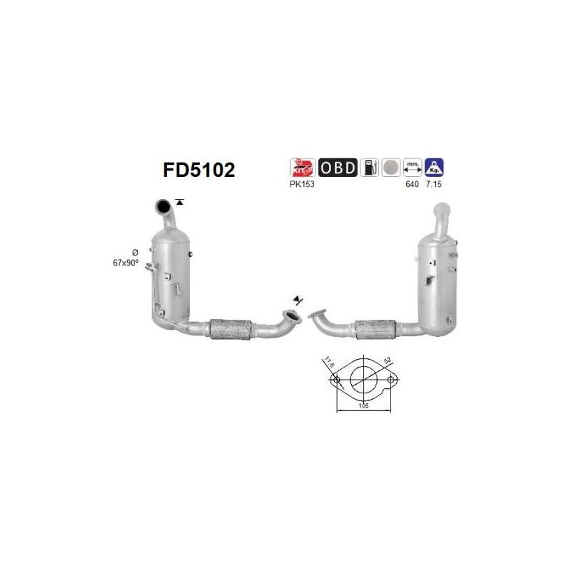 Filtro de partículas diésel AS FD5102 para FORD | Recambios Colmenar