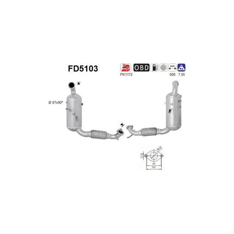Filtro de partículas diésel AS FD5103 para FORD | Recambios Colmenar