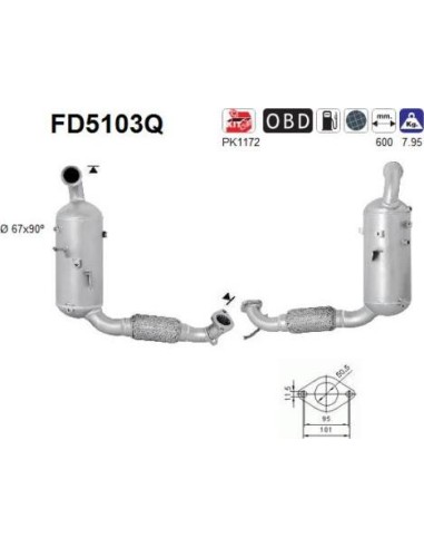 Filtro de partículas diésel AS FD5103Q para FORD | Recambios Colmenar
