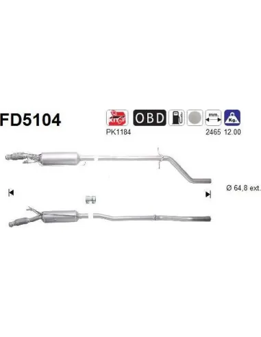 Filtro de partículas diésel AS FD5104 para CITROËN / PEUGEOT