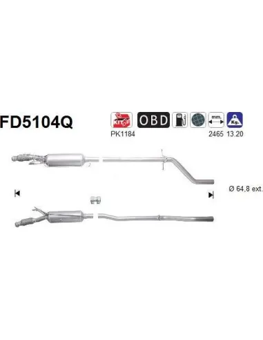 Filtro de partículas diésel AS FD5104Q para CITROËN / PEUGEOT