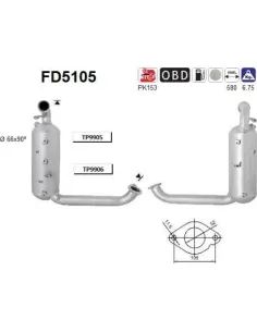 Filtro de partículas diésel AS FD5105 para FORD | Recambios Colmenar