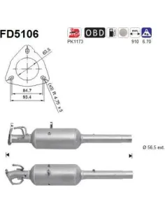 Filtro de partículas diésel AS FD5106 para CITROËN / PEUGEOT